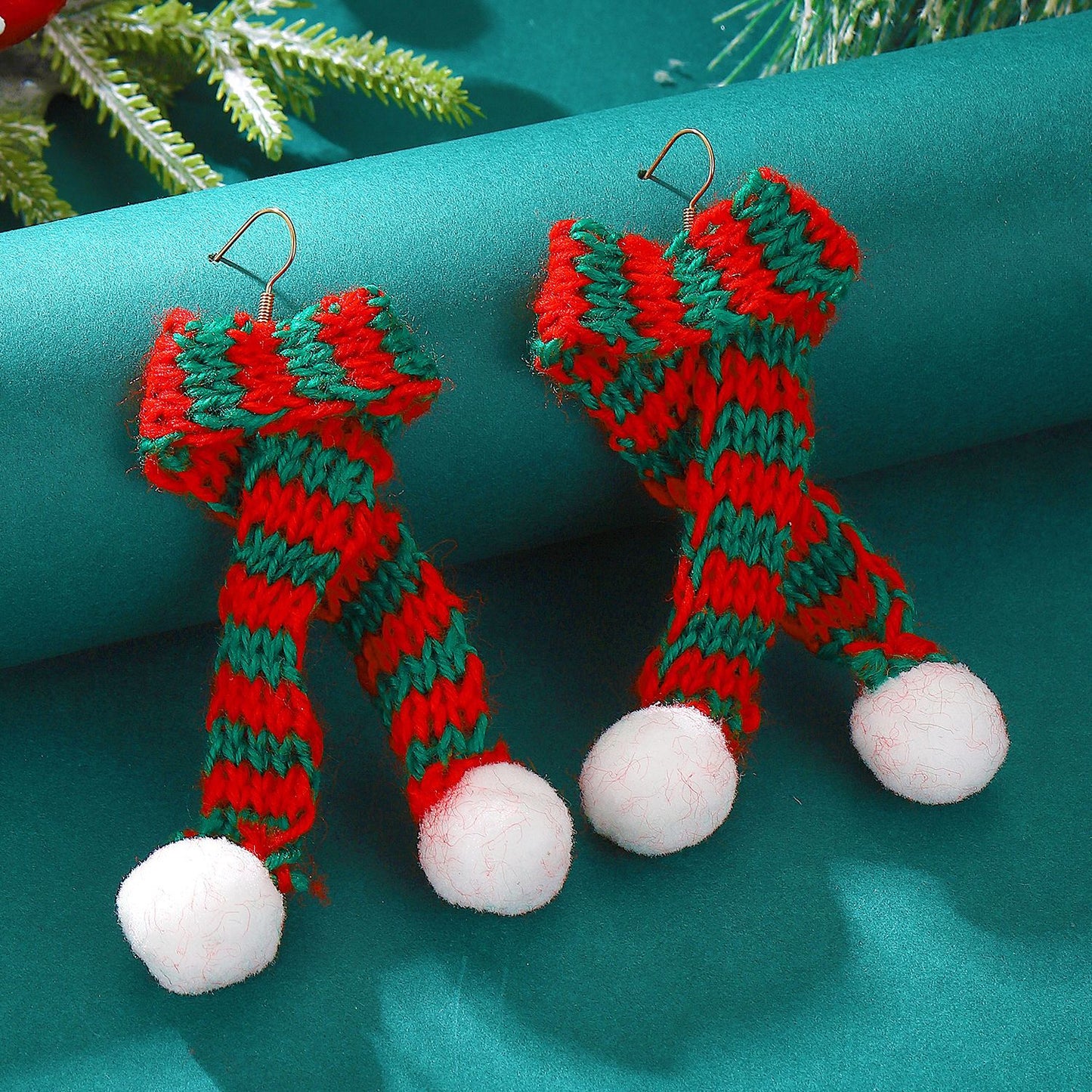 Christmas Style Knitted Wool Hat Scarf Earrings
