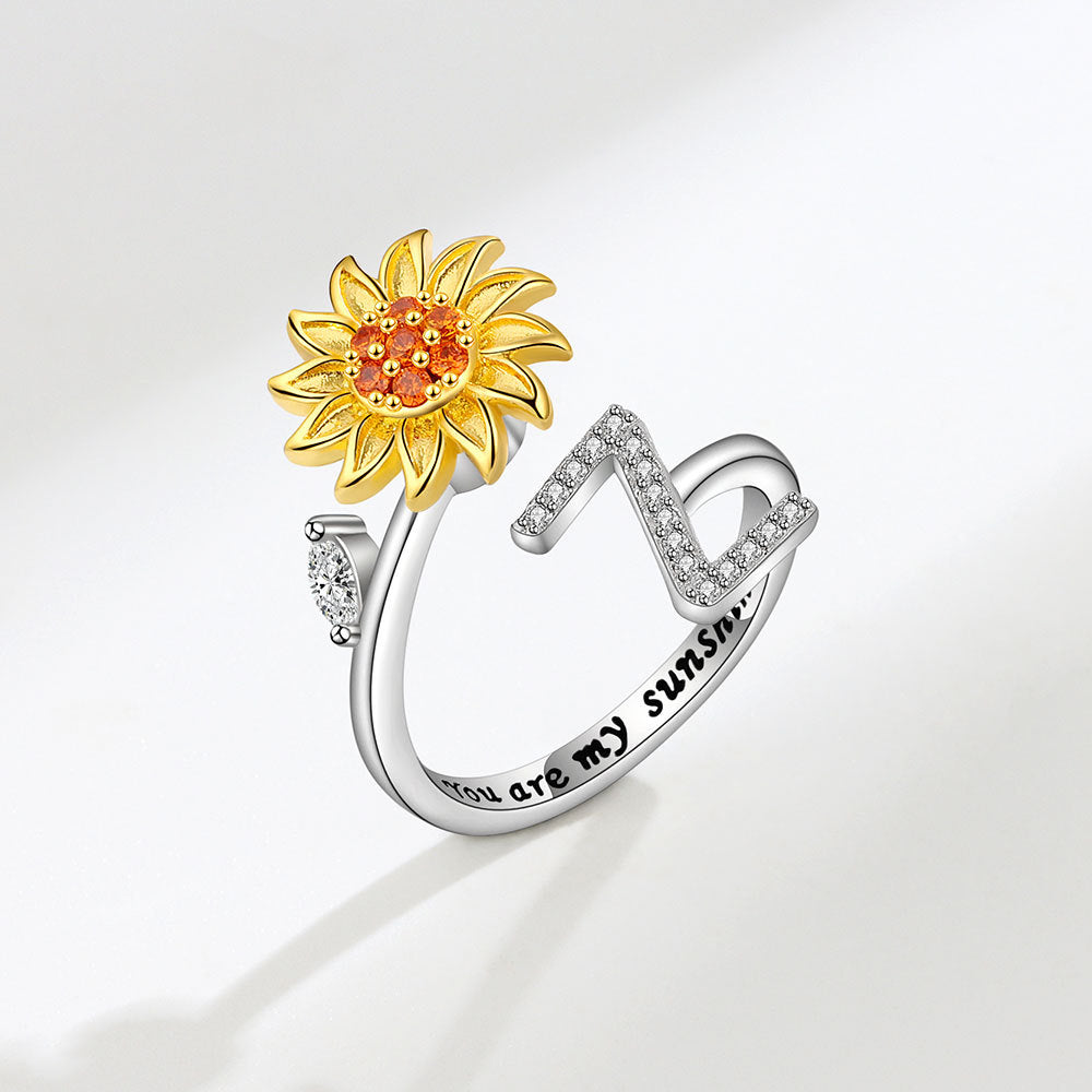 Sunflower Spinning Adjustable Letter Rotating Decompression Rings