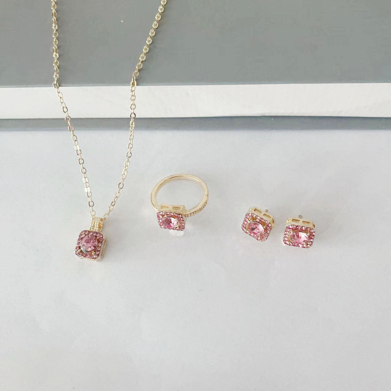 Women's Square Fashion Simple Ear Three-piece Hot Rings