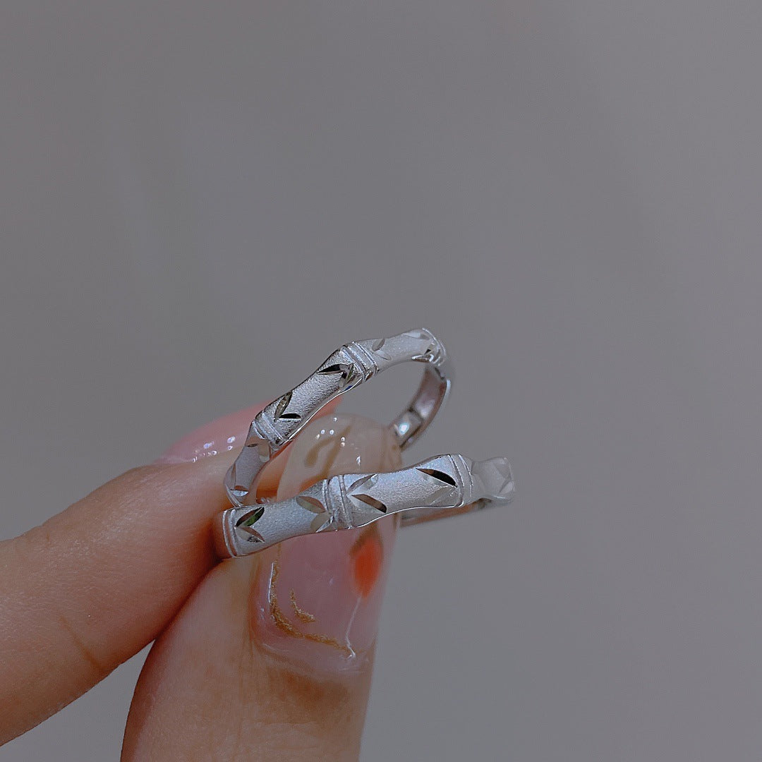 Women's & Men's & Plum Bamboo Horse Sterling Sier And One Pair Rings