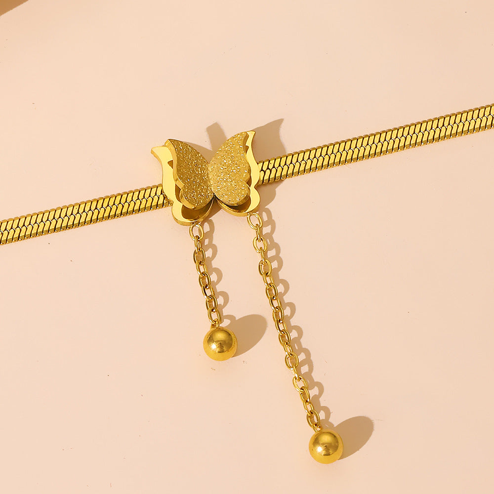 Colliers serpent plaqués avec pendentif papillon givré pour femmes, à la mode