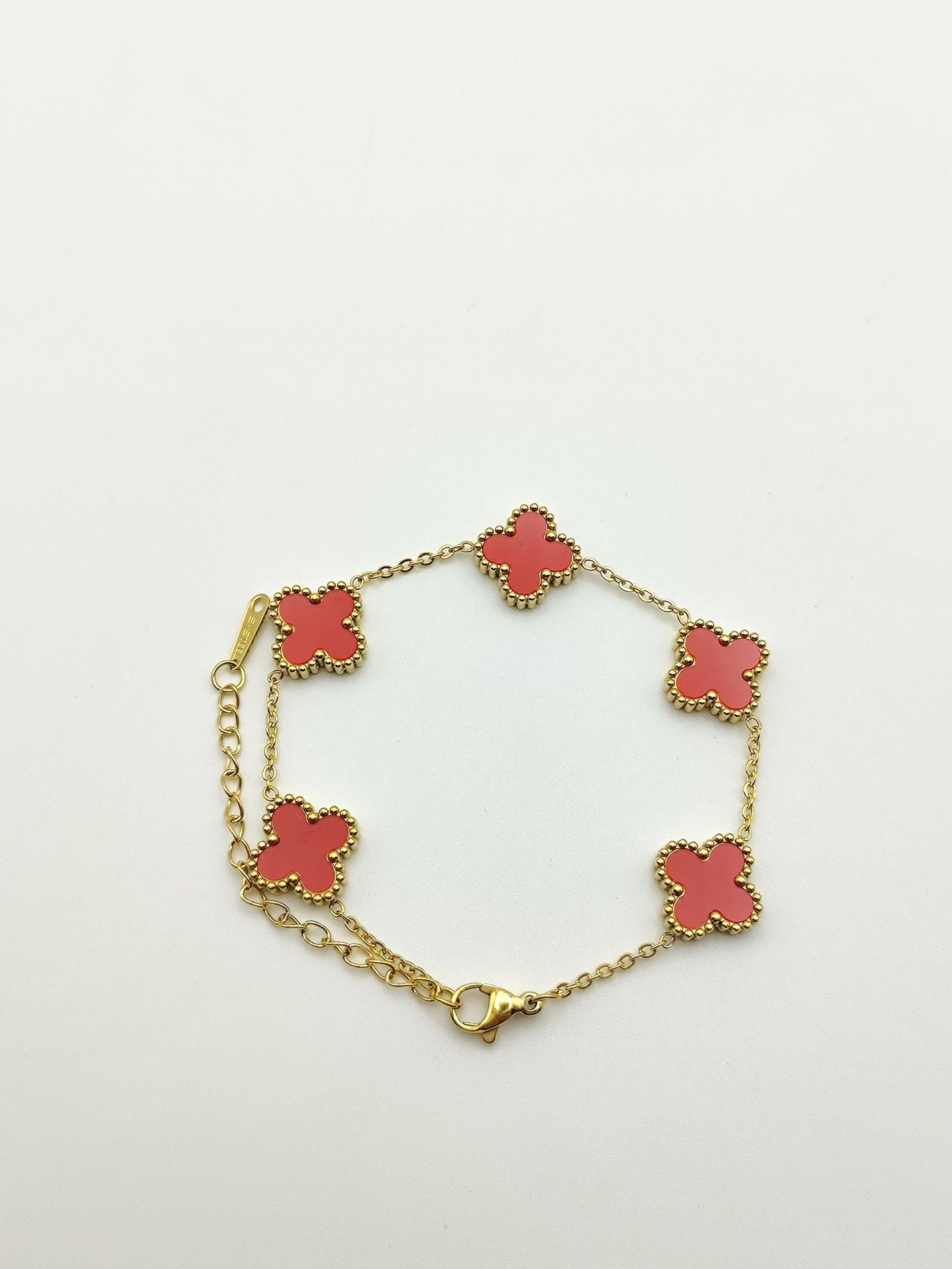 Bracelets d'ornement de rétention de couleur double face en or trèfle pour femmes