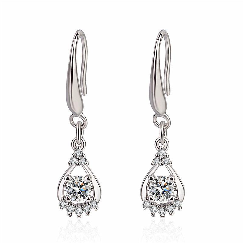 Women's Style Sier White Diamond Rhinestone Trendy Earrings