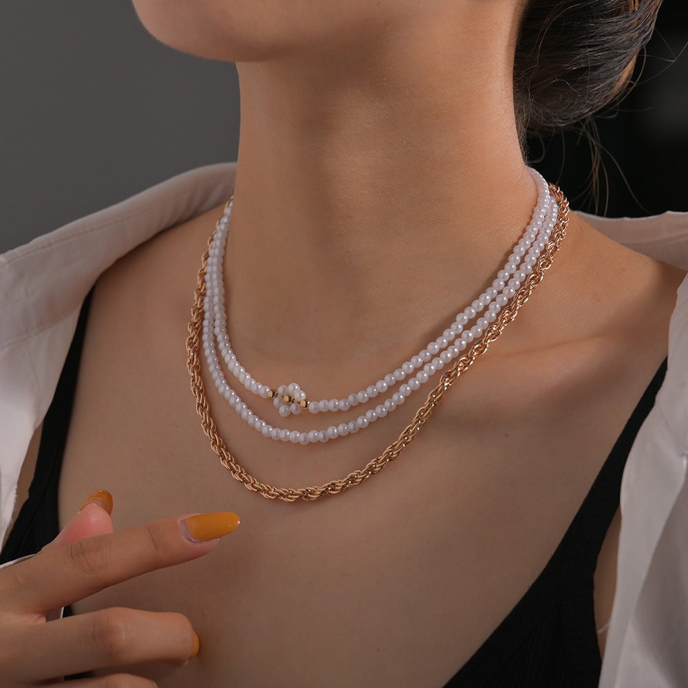 Women's Ornament Personality Pearl Flower Chain Elegant Necklaces