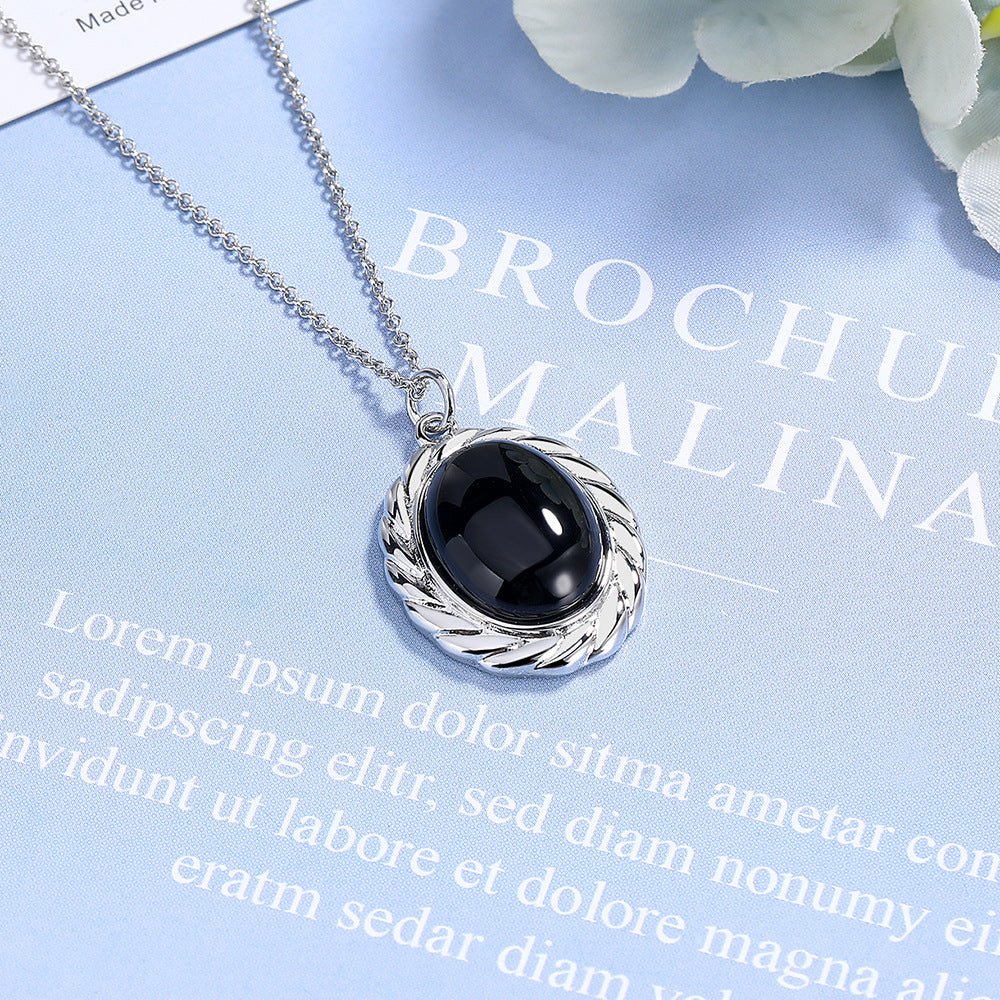 Women's Natural Black Onyx Simple Classic Element Necklaces
