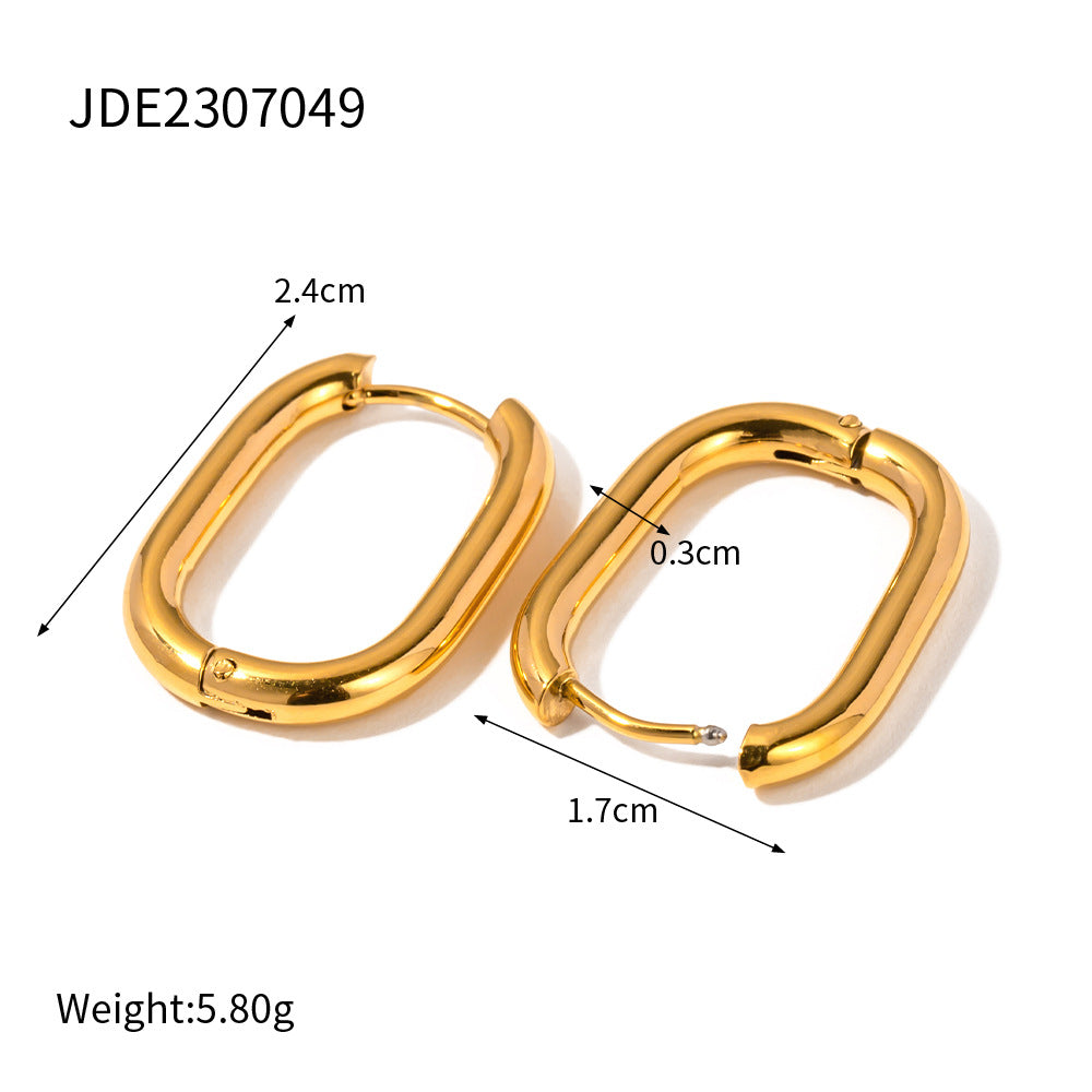 Women's Style Elegant Titanium Steel Stainless Gold Earrings