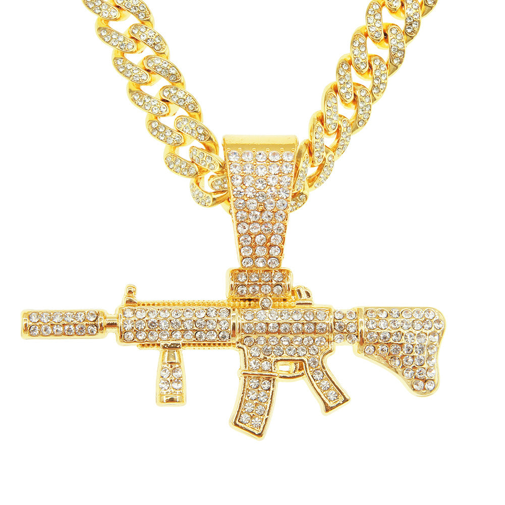Pendentif pistolet tridimensionnel pour hommes, colliers dominateurs cubains Cool