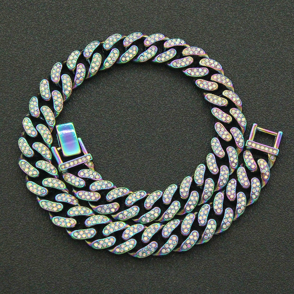 Colliers de chaîne à maillons cubains pleins de diamants Hip Hop pour hommes