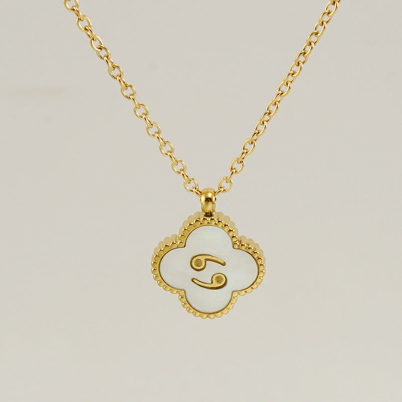 Colliers inoxydables de Constellation de coquille de trèfle en acier titane