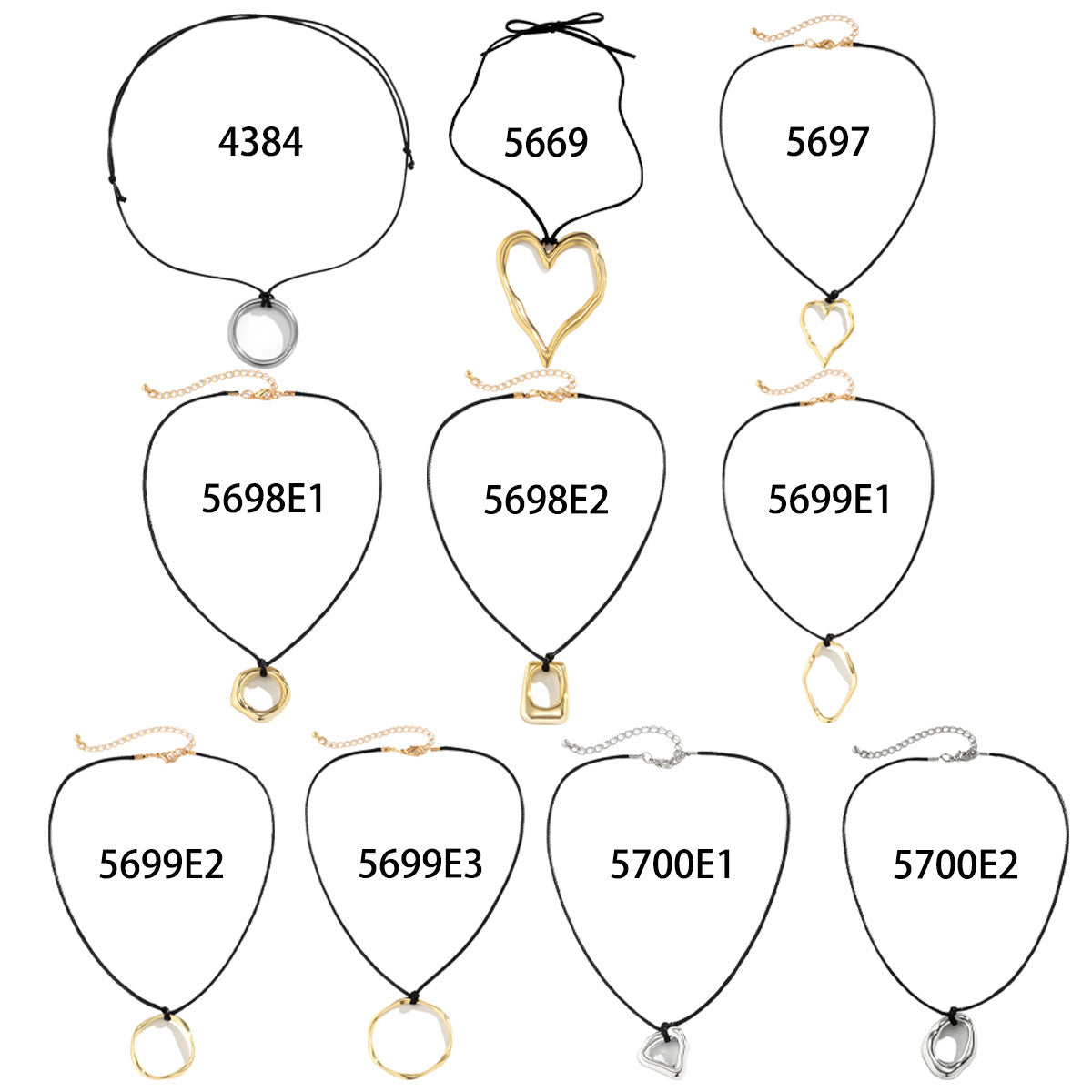 Colliers à pendentif ajourés en forme de cœur géométrique Simple, ornement