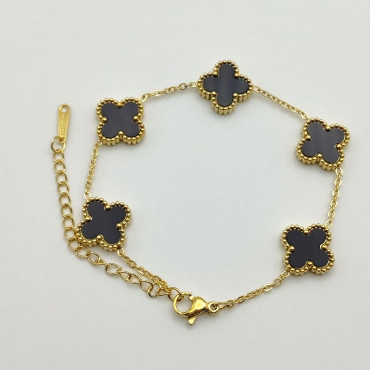 Bracelets d'ornement de rétention de couleur double face en or trèfle pour femmes