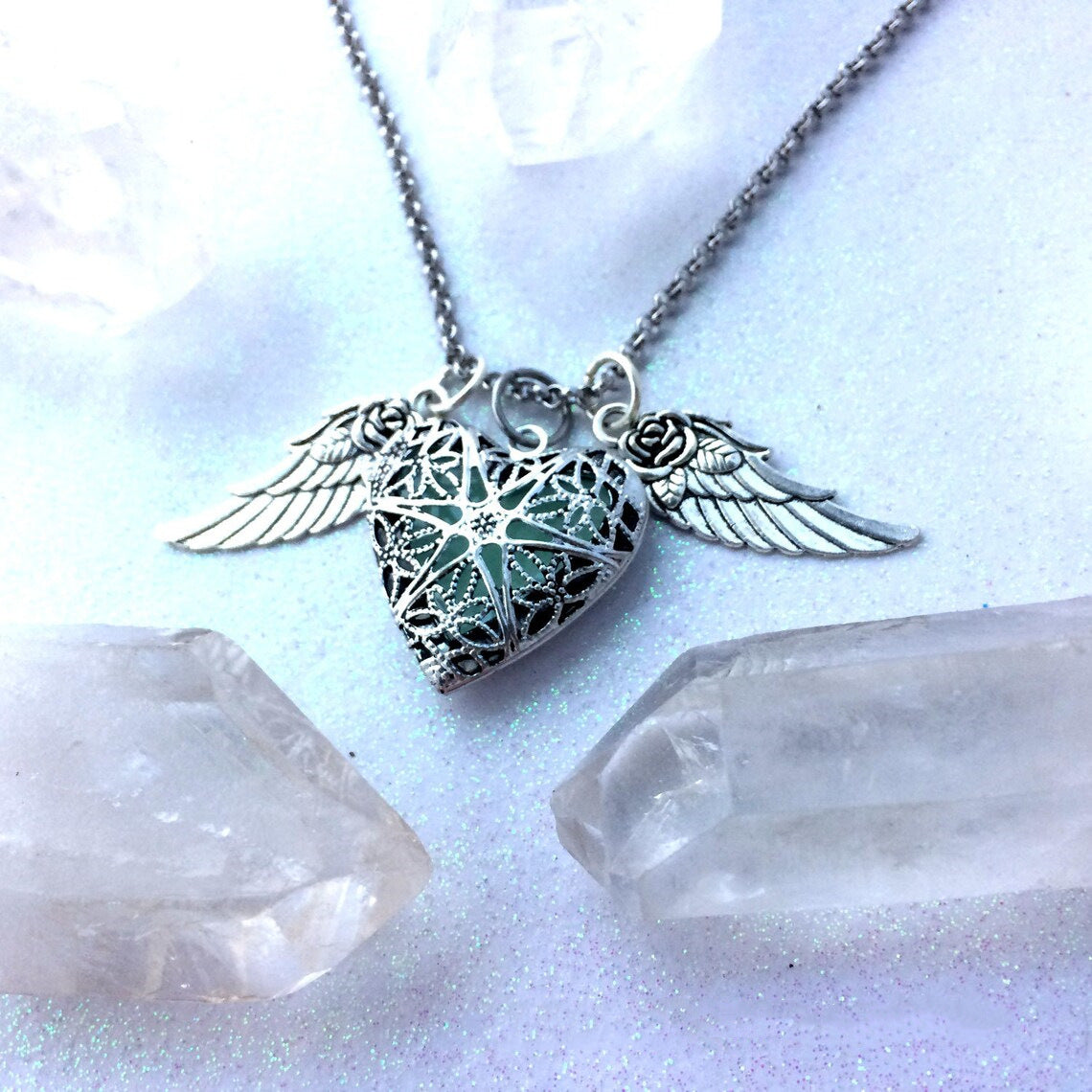 Serrure Lumineuse En Forme De Coeur Avec Colliers Ailes Roses
