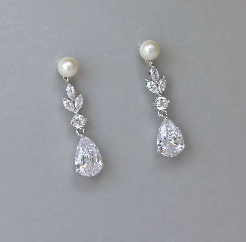 Wedding Sweet Pear-shaped Water Drop Zircon Dinner For Earrings