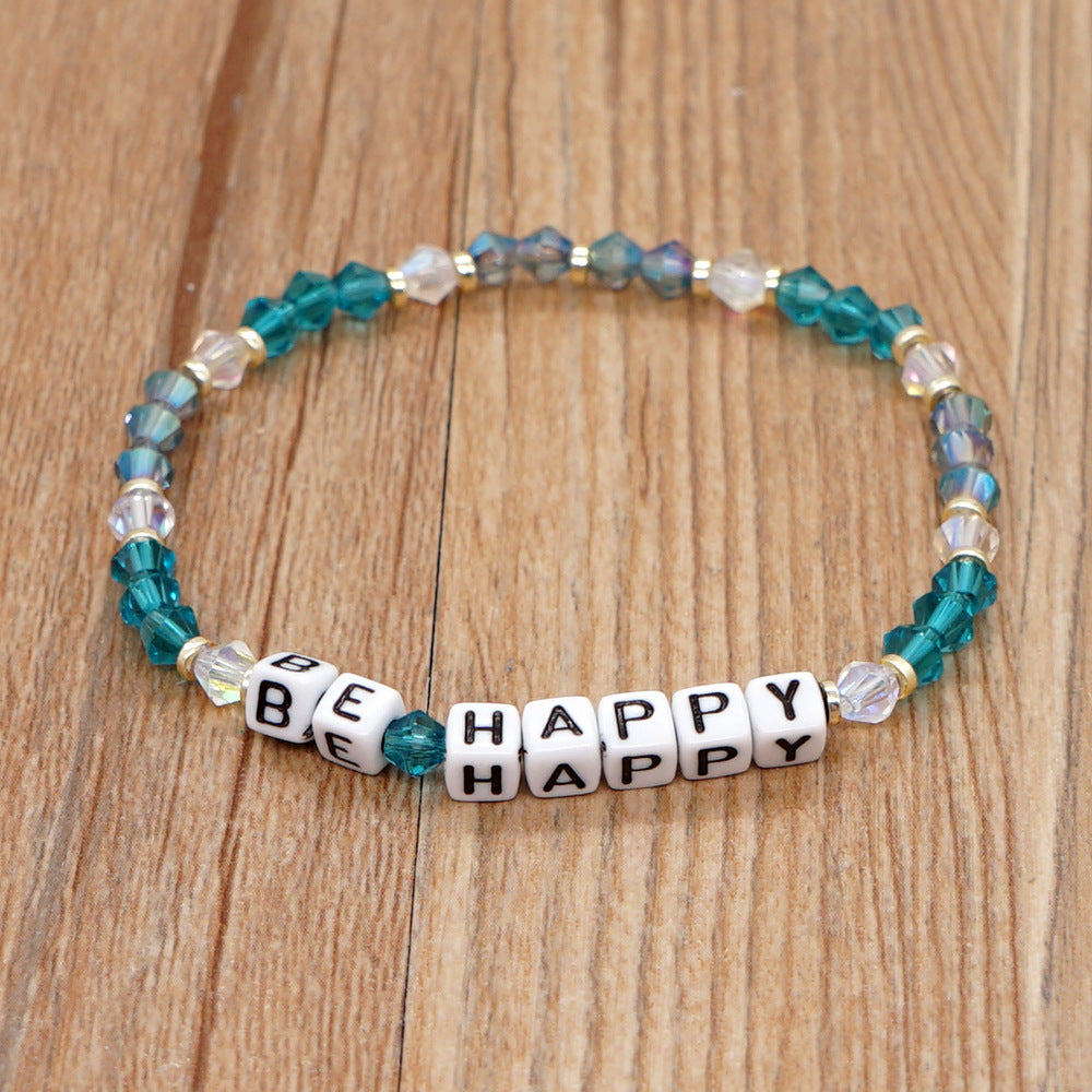 Women's Style Letter Rhombus Crystal Beads Handmade Bracelets