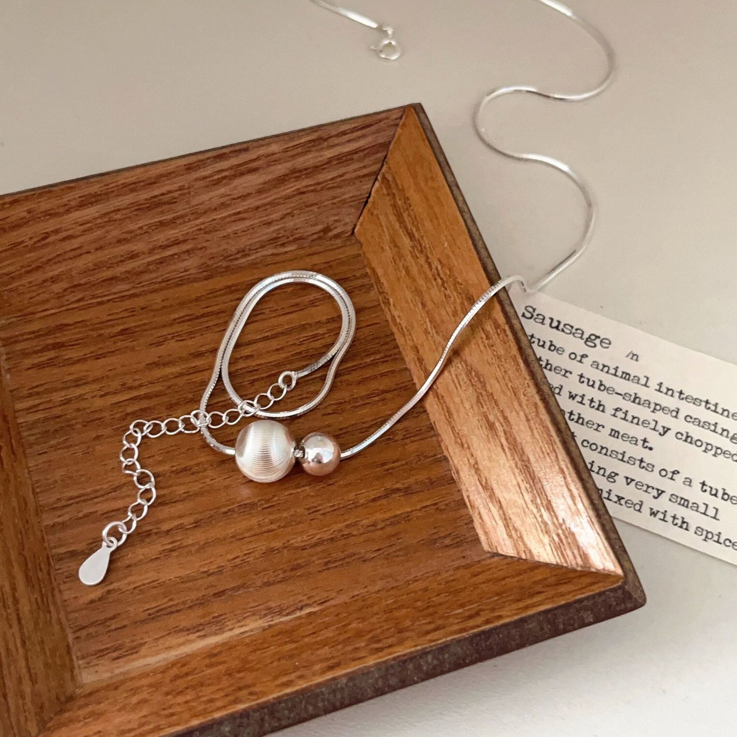 Sier Sterling Flash perles rondes colliers de mode des minorités féminines