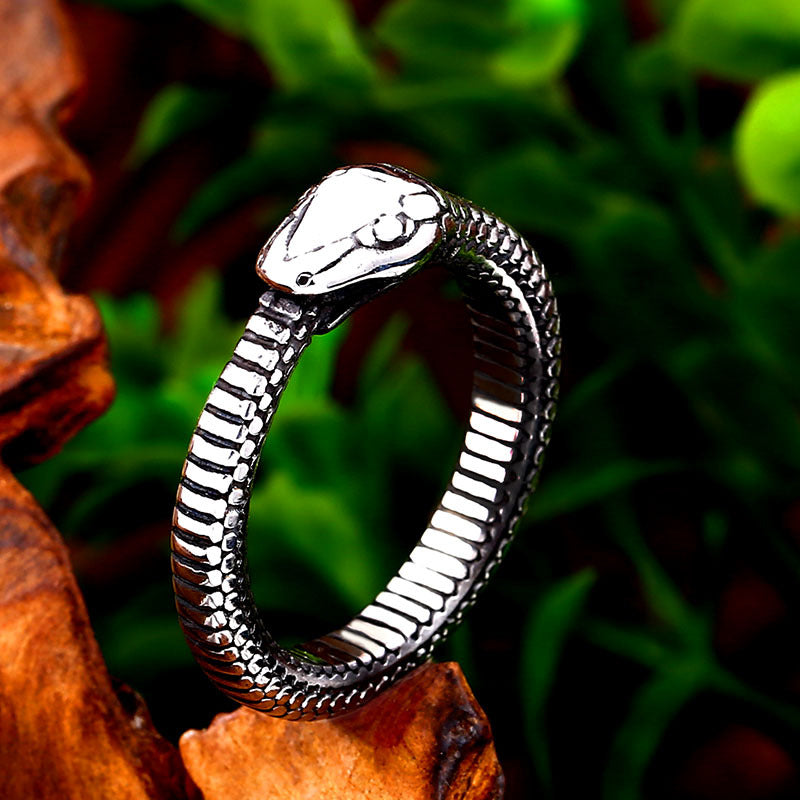 Men's Stainless Steel Rattlesnake Vintage Titanium Simple Rings