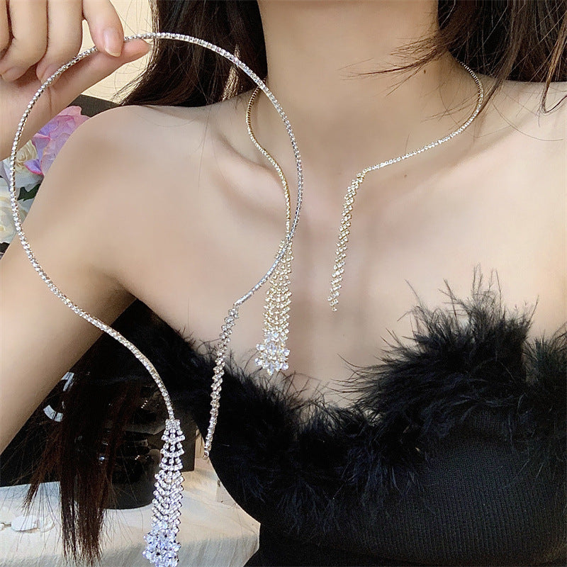 Party Full Diamond Rhinestone Design Clavicle Necklaces