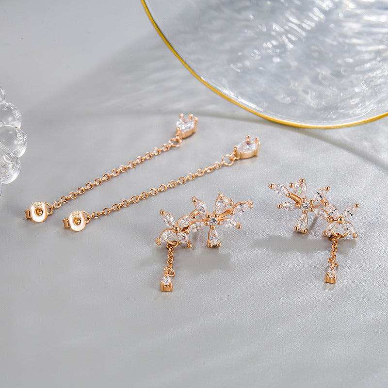 Women's Flowers Korean Five Petal Flower Tassel Earrings