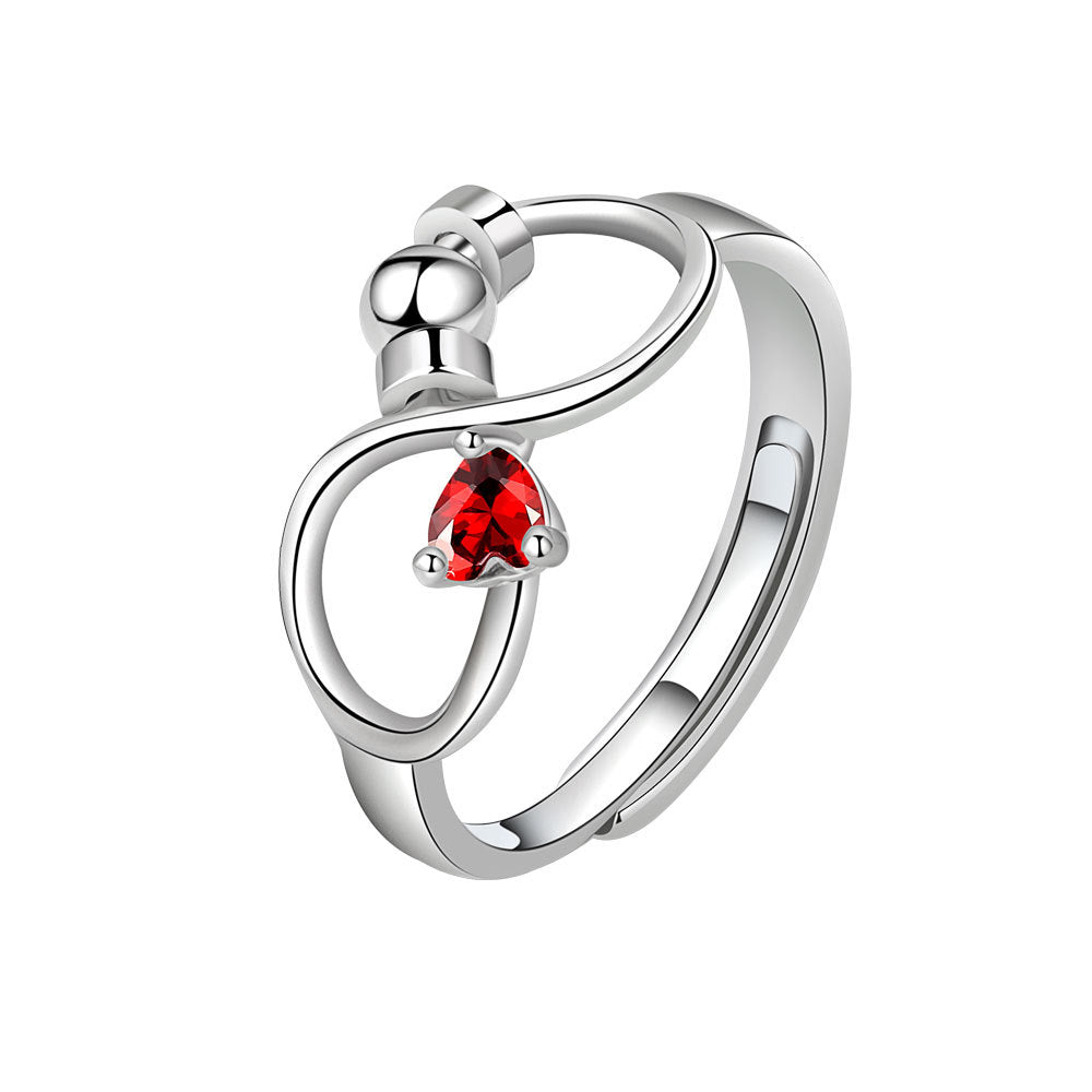 Birthstone Rotating Decompression Heart-shaped Infinite Couple Rings
