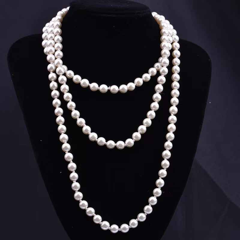 Colliers de spectacle Cheongsam de nuit en perles blanches vintage