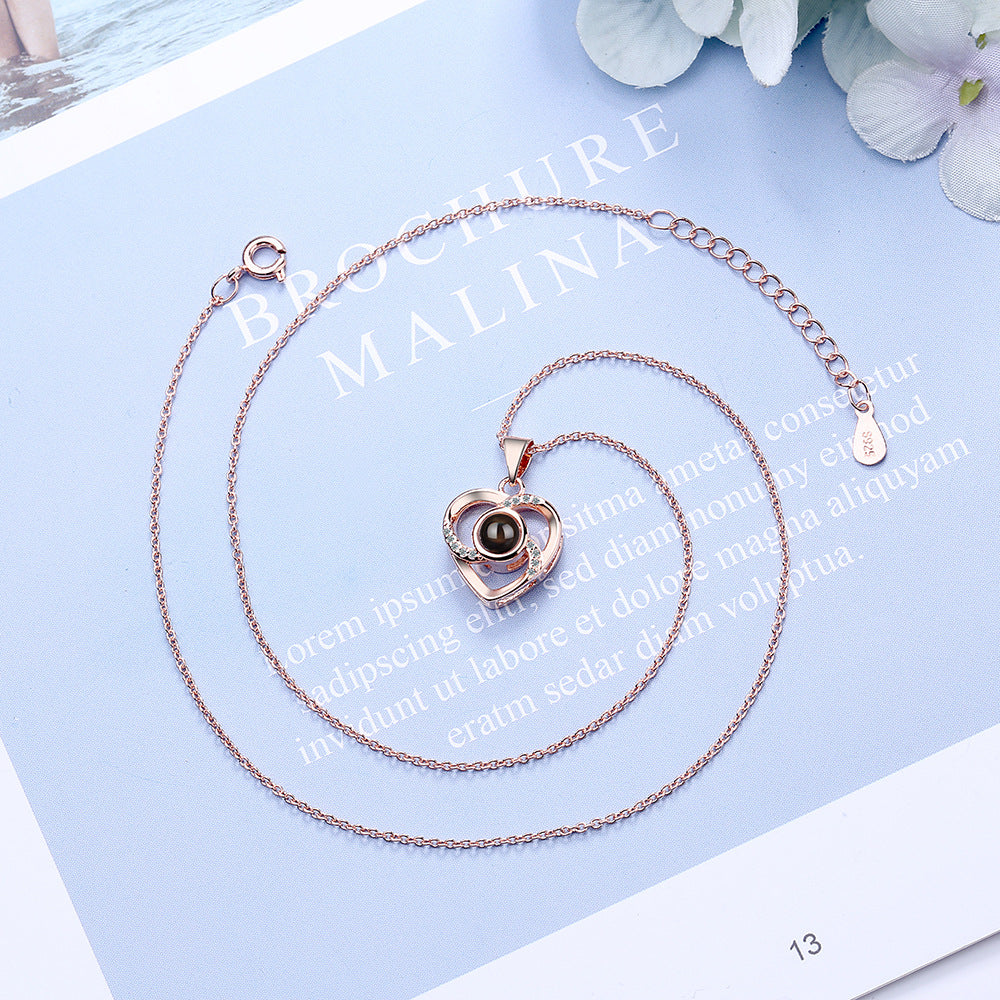 Projection Love Heart Female Languages You Necklaces