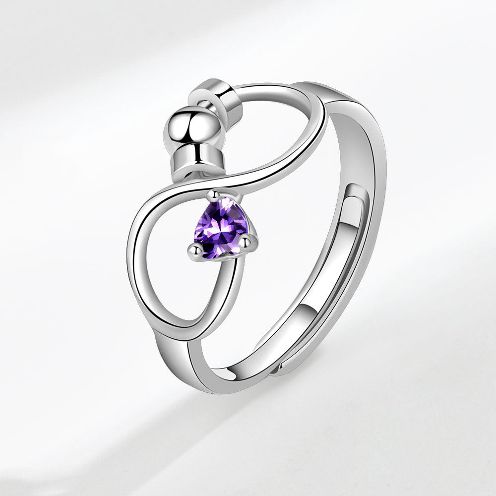 Birthstone Rotating Decompression Heart-shaped Infinite Couple Rings