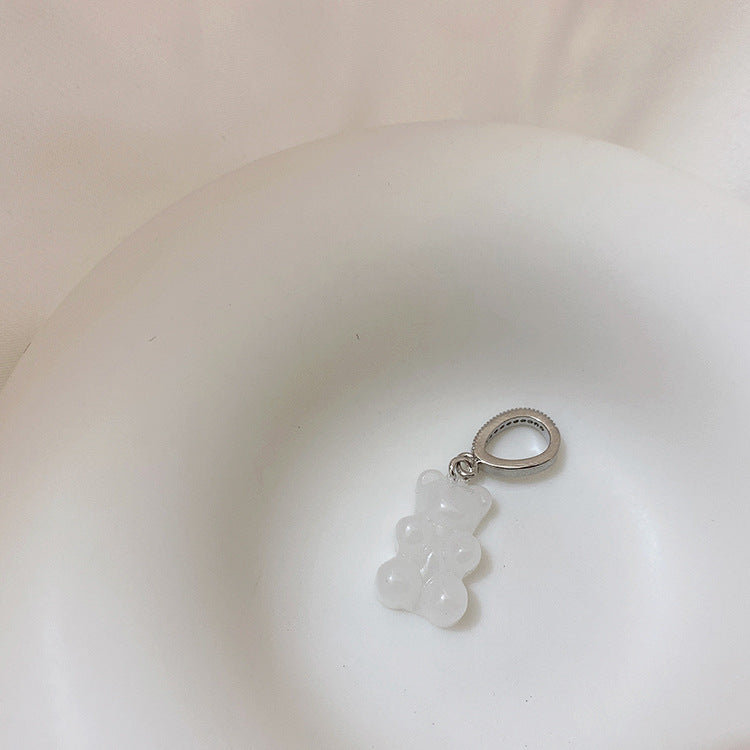 Colliers féminins avec pendentif Smiley en métal ours transparent