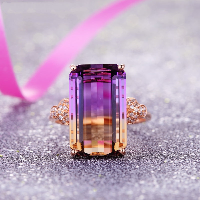 Luxury Tourmaline Rose Gold Plated Colored Rings