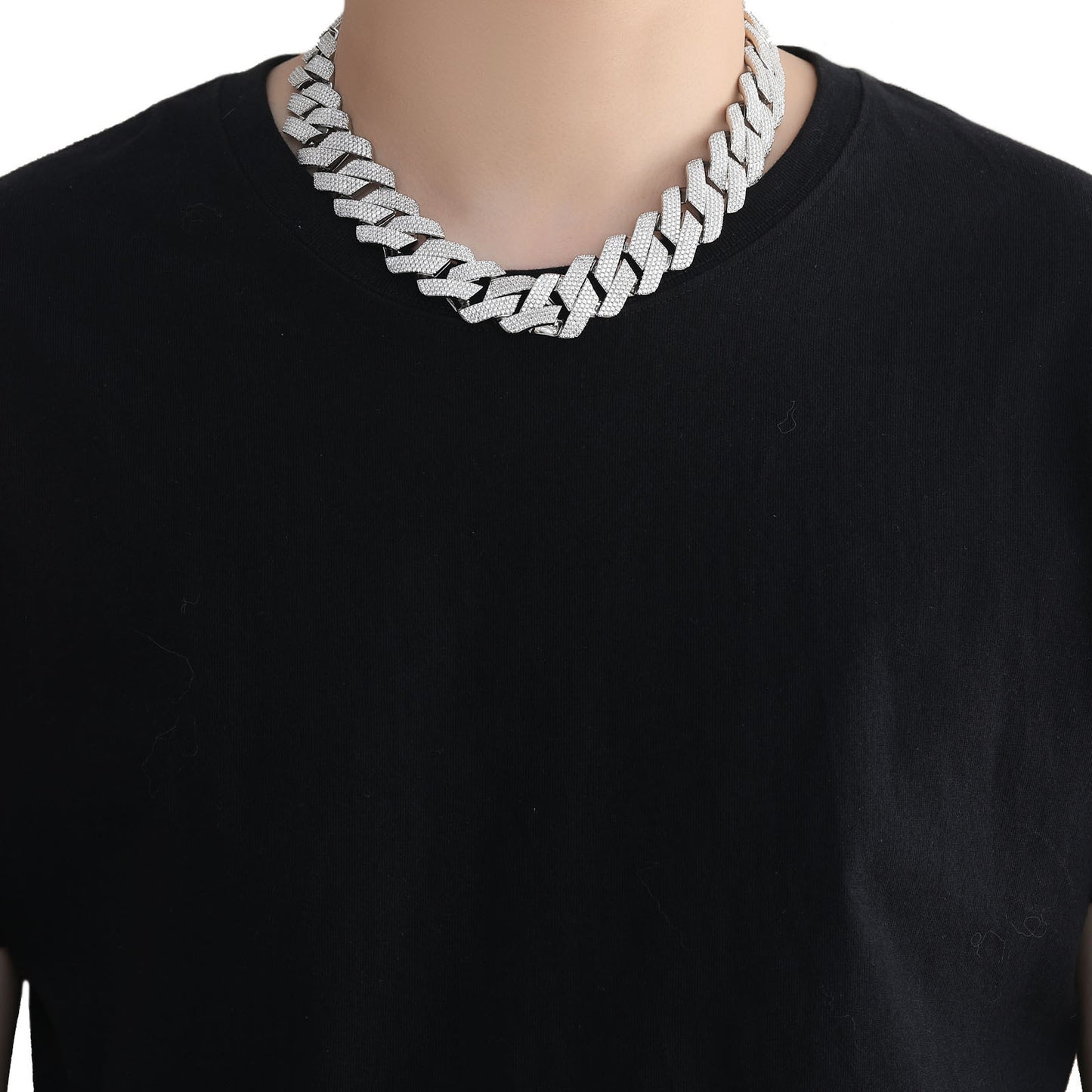 Chaîne à maillons cubains en losange pour hommes, colliers en zirconium rose et blanc