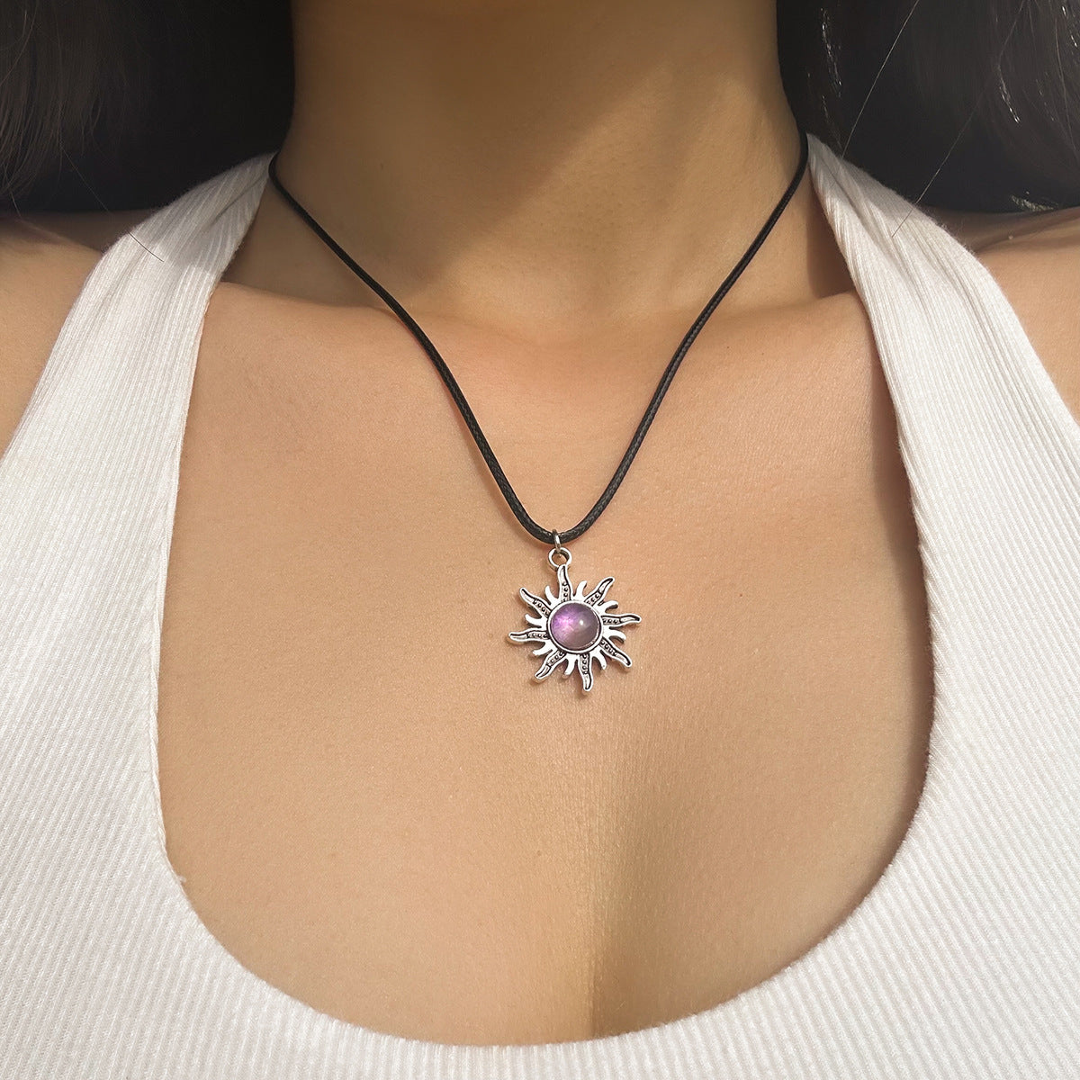 Colliers avec ligne de cire Simple pour femmes, collier solaire Turquoise