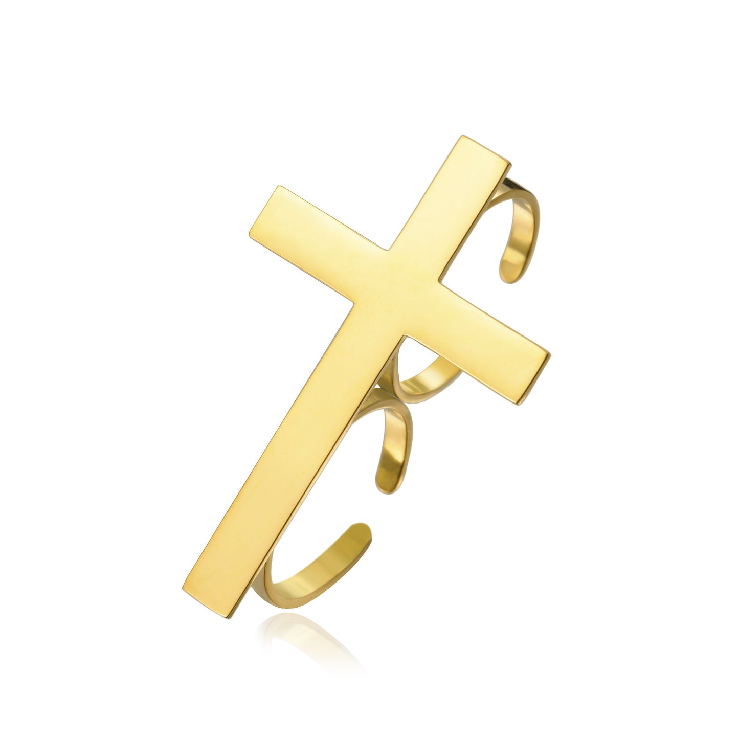 Women's & Men's Finger Cross Large Stainless Steel Open Rings
