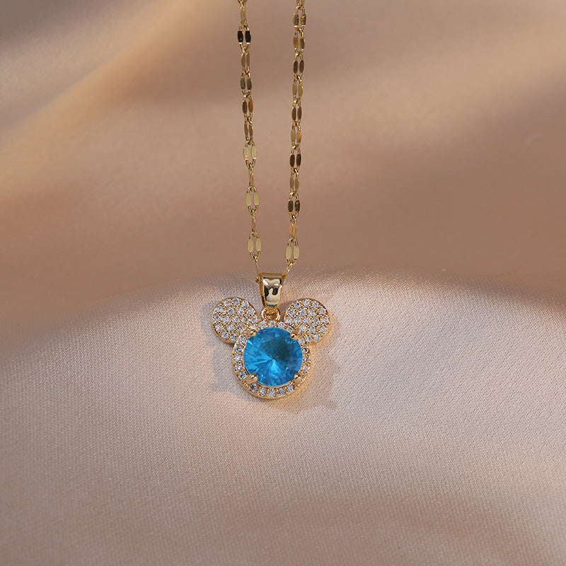 Cute Fun Mouse Polo Crystal Clavicle Necklaces