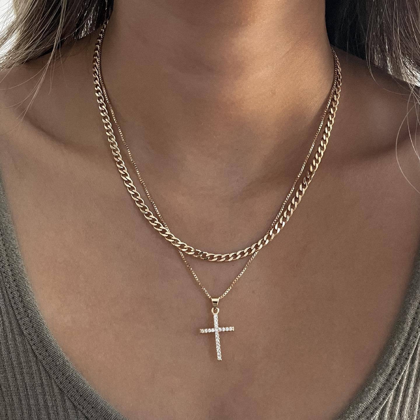 Ornament Simple Cross Female Sexy Short Necklaces