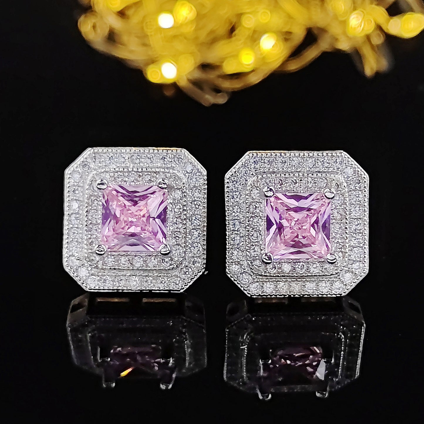 Niche Advanced Design Sense-Ohrringe für Damen mit rosa Zirkon