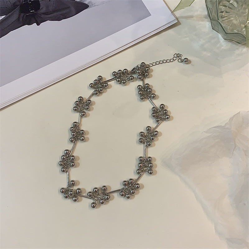 Flower Cluster Design Grape Beaded Stitching Necklaces