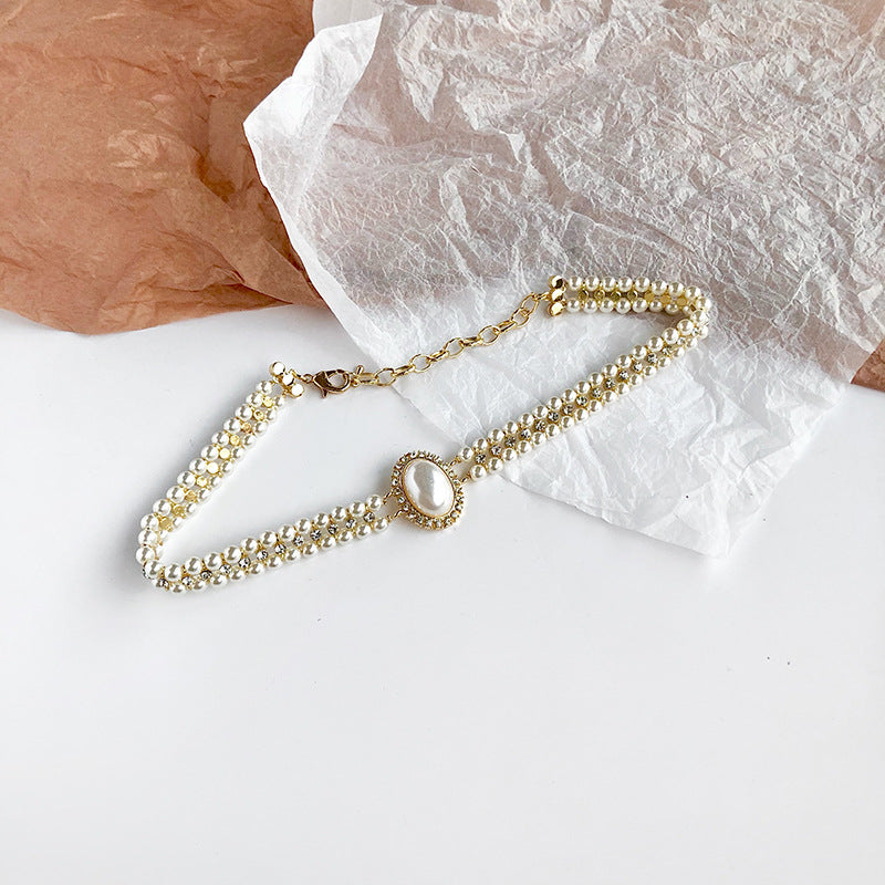 Women's Pearl Temperament Wild French Clavicle Chain Necklaces