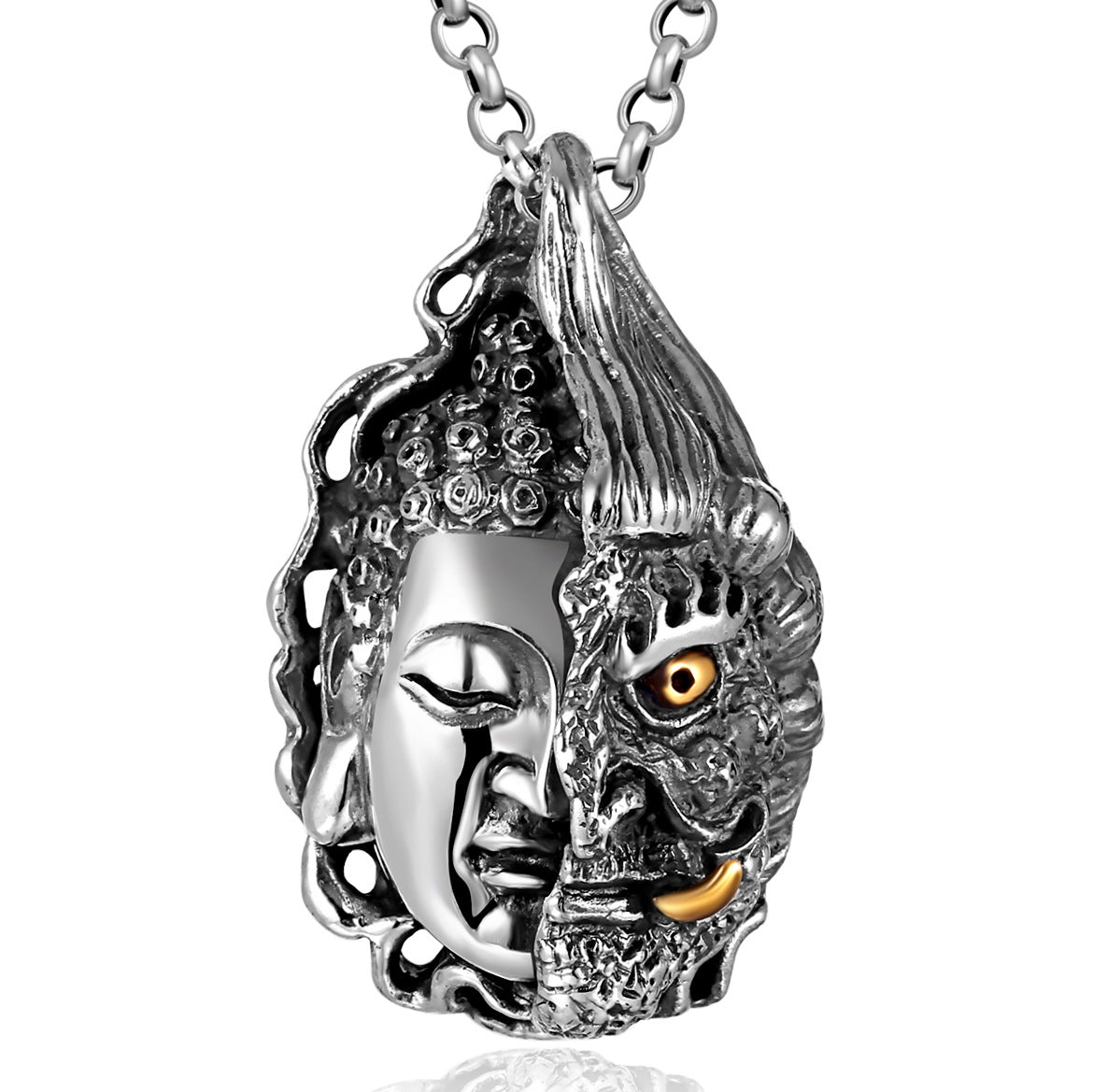 Men's Sier Pendant Buddha Magic Flash Of Thought Necklaces