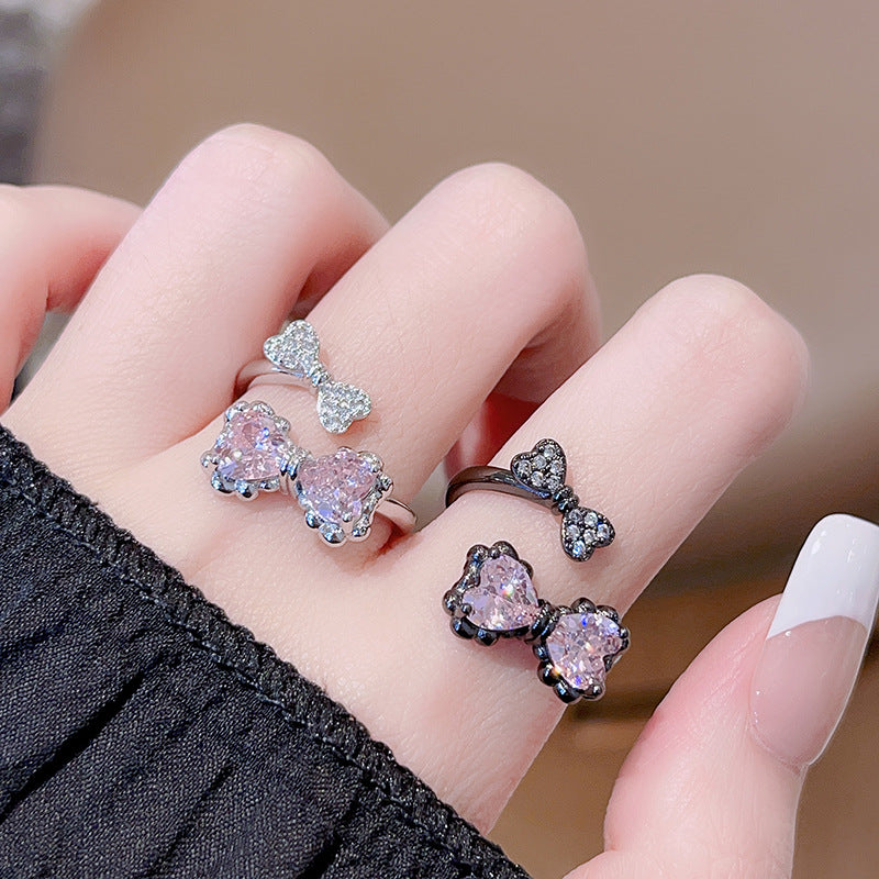 Bow Love Open-End Zirkon Cold Style Persönlichkeit Erschwingliche Ringe