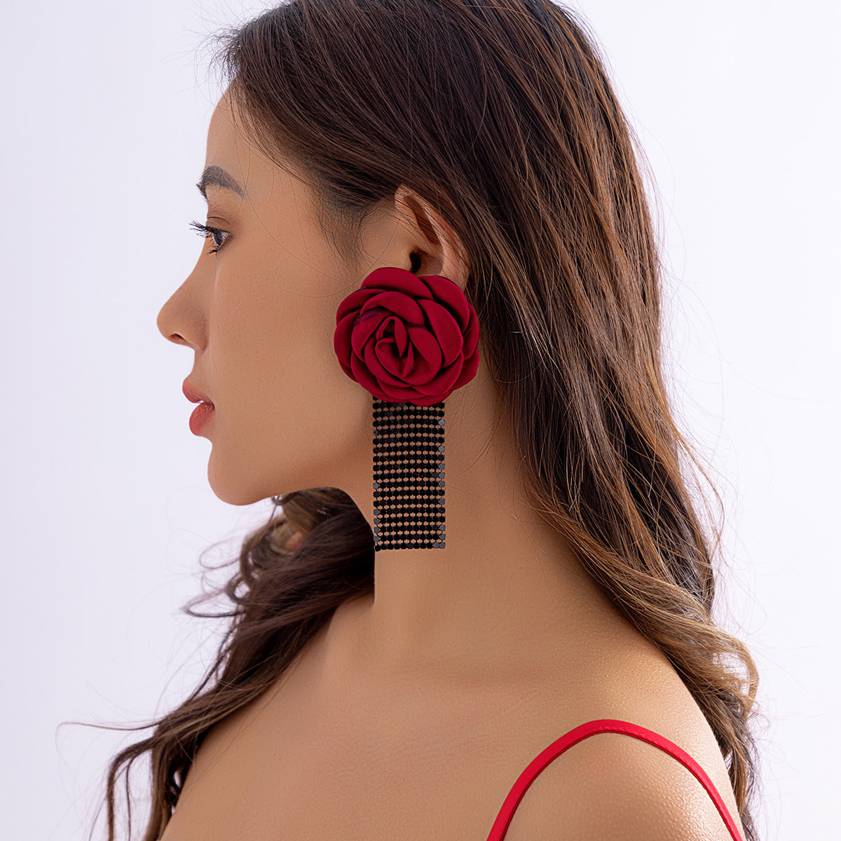 Ornament Vacation Style Rose Multicolored Tassel Earrings