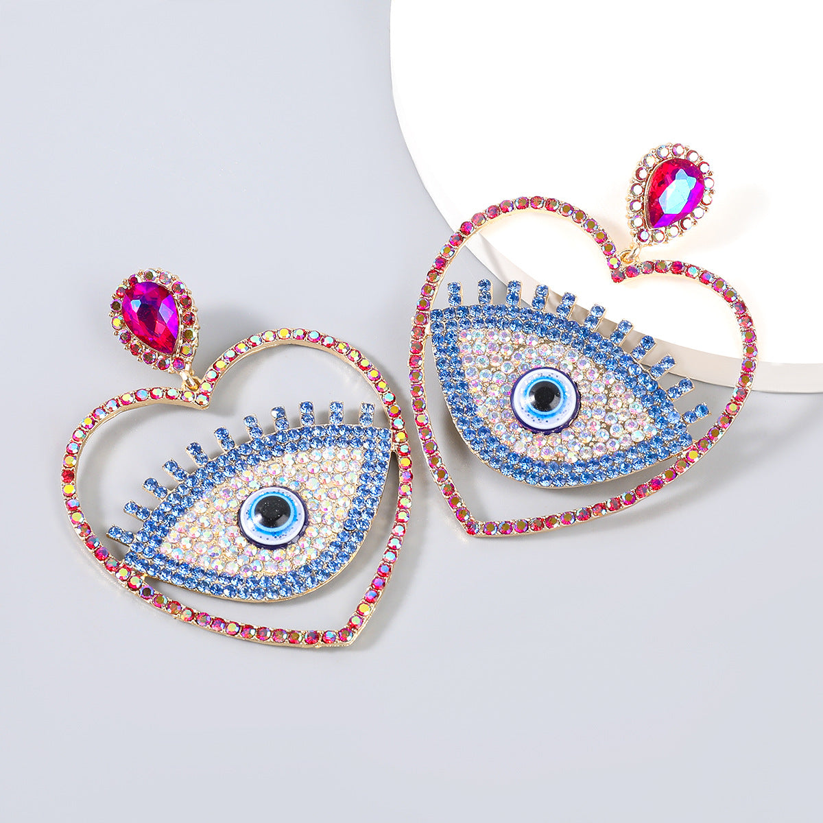 Women's Resin Alloy Diamond Rhinestone Devil's Eye Earrings