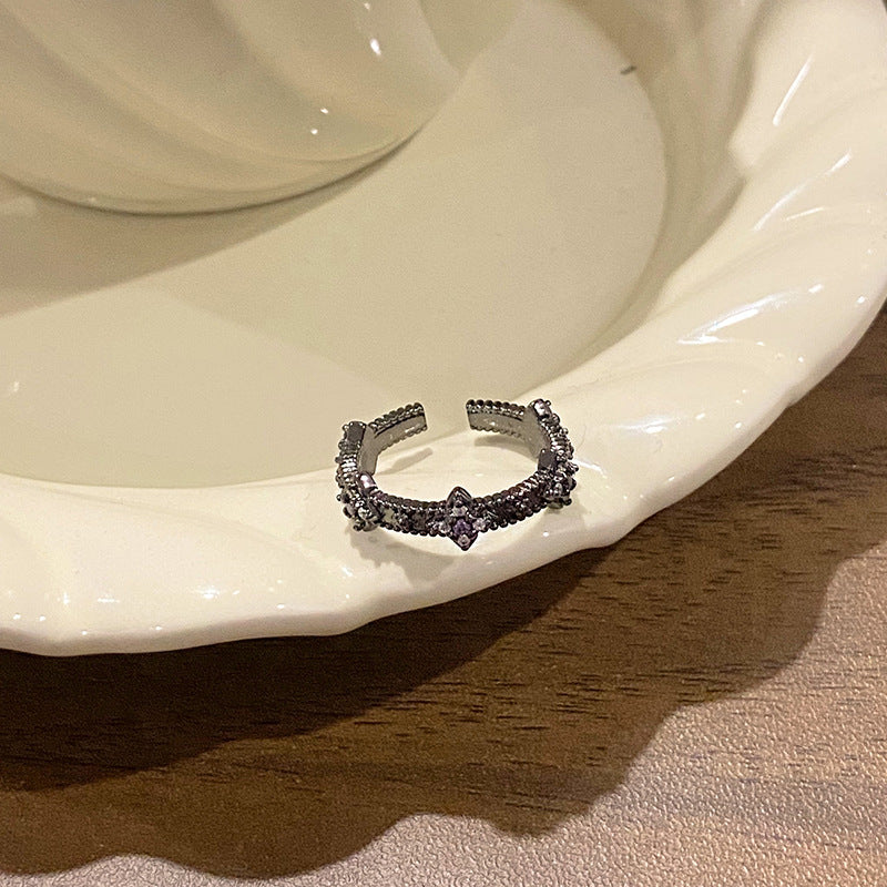 Enamel Asterism Unique Opening Couple Niche Style Sweet Ring