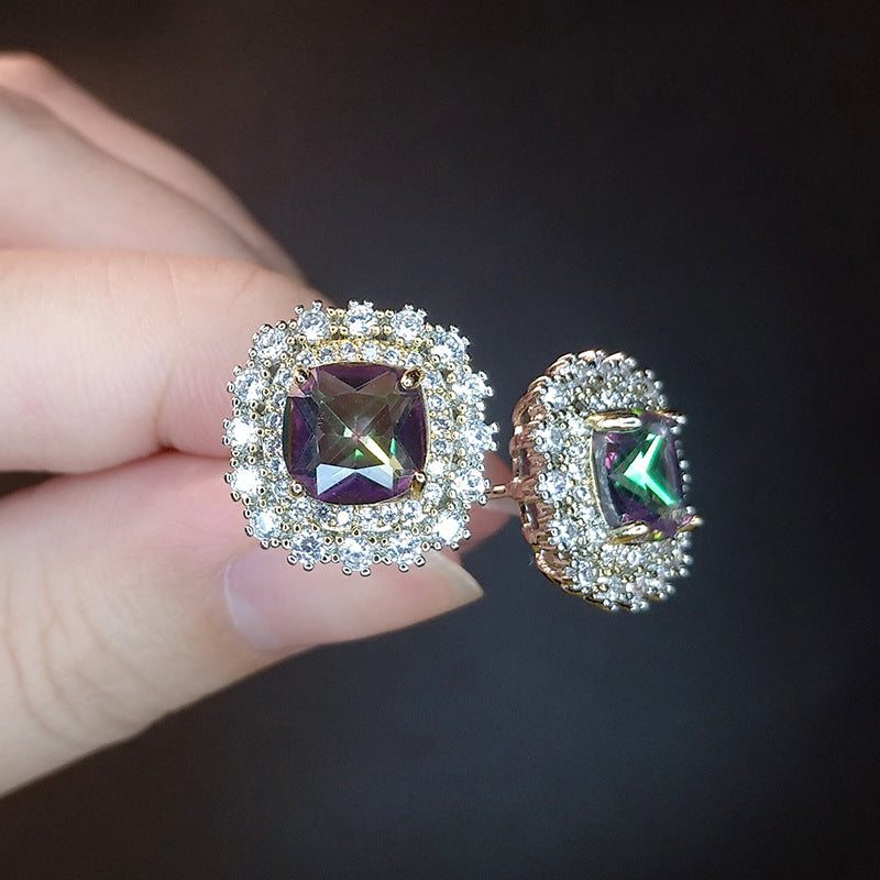 Fashion Temperament Micro Inlaid Zircon Imitation Earrings