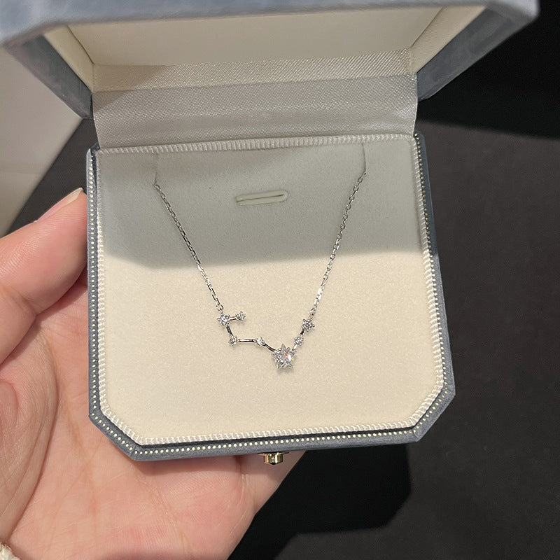 Colliers en chaîne de clavicule sauvage de tempérament féminin de grande ourse en argent sterling