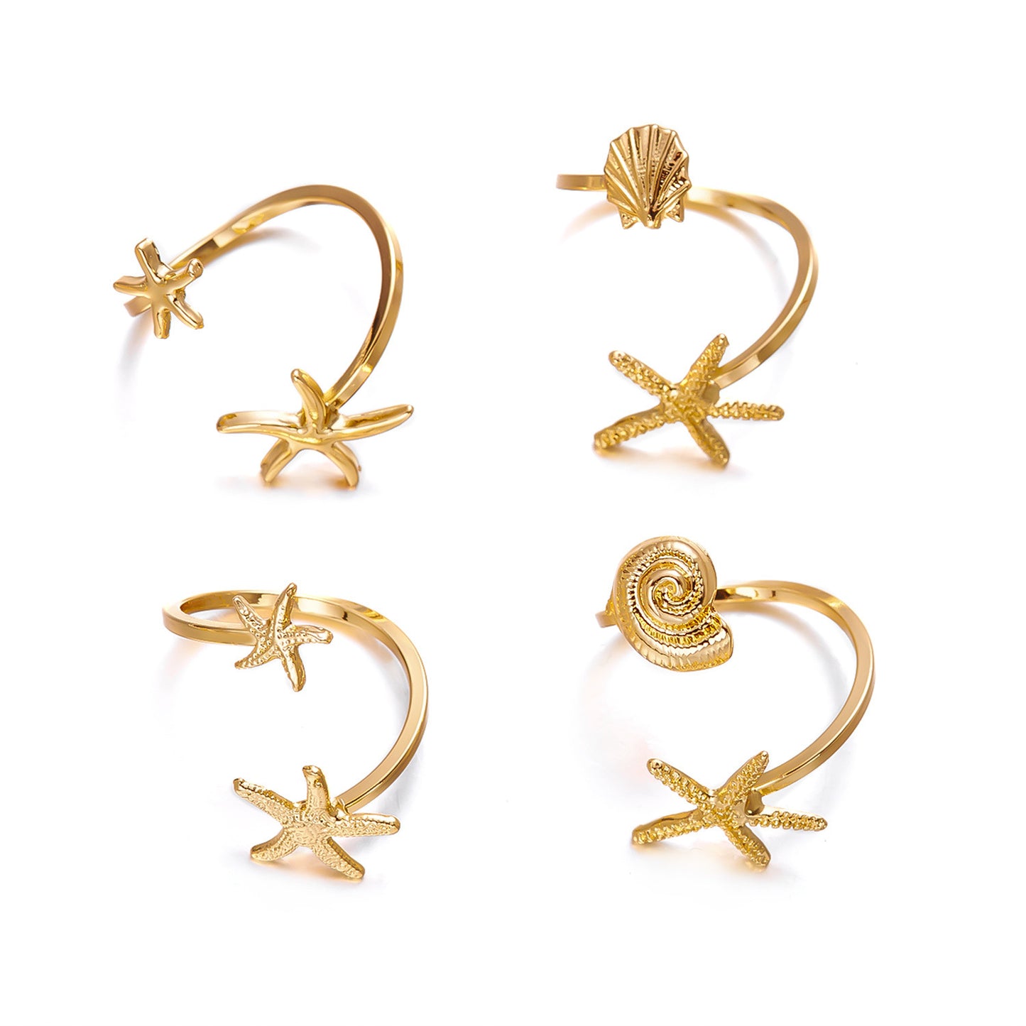 Open Pcs Seaside Vacation Style Shell Ring