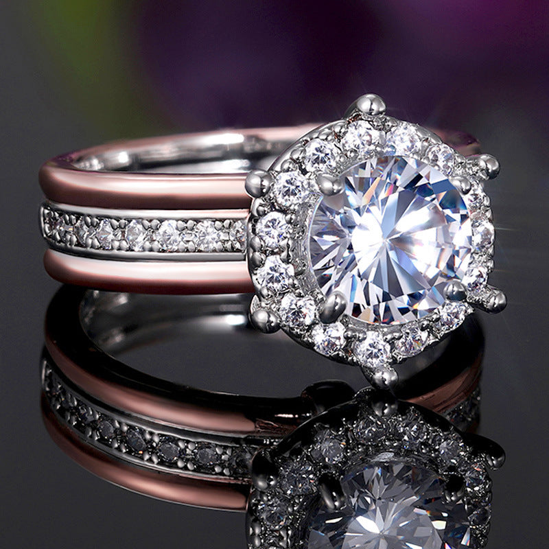 Shi Jewelry Kreative zweifarbige Zirkon-Verlobungsringe