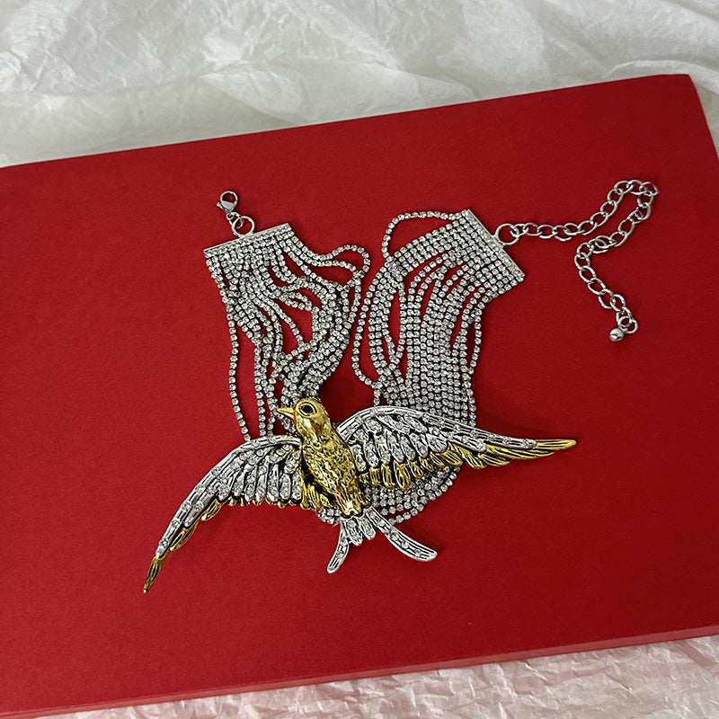 Fashionable High-grade Full Diamond Chain Flying Bird Necklaces