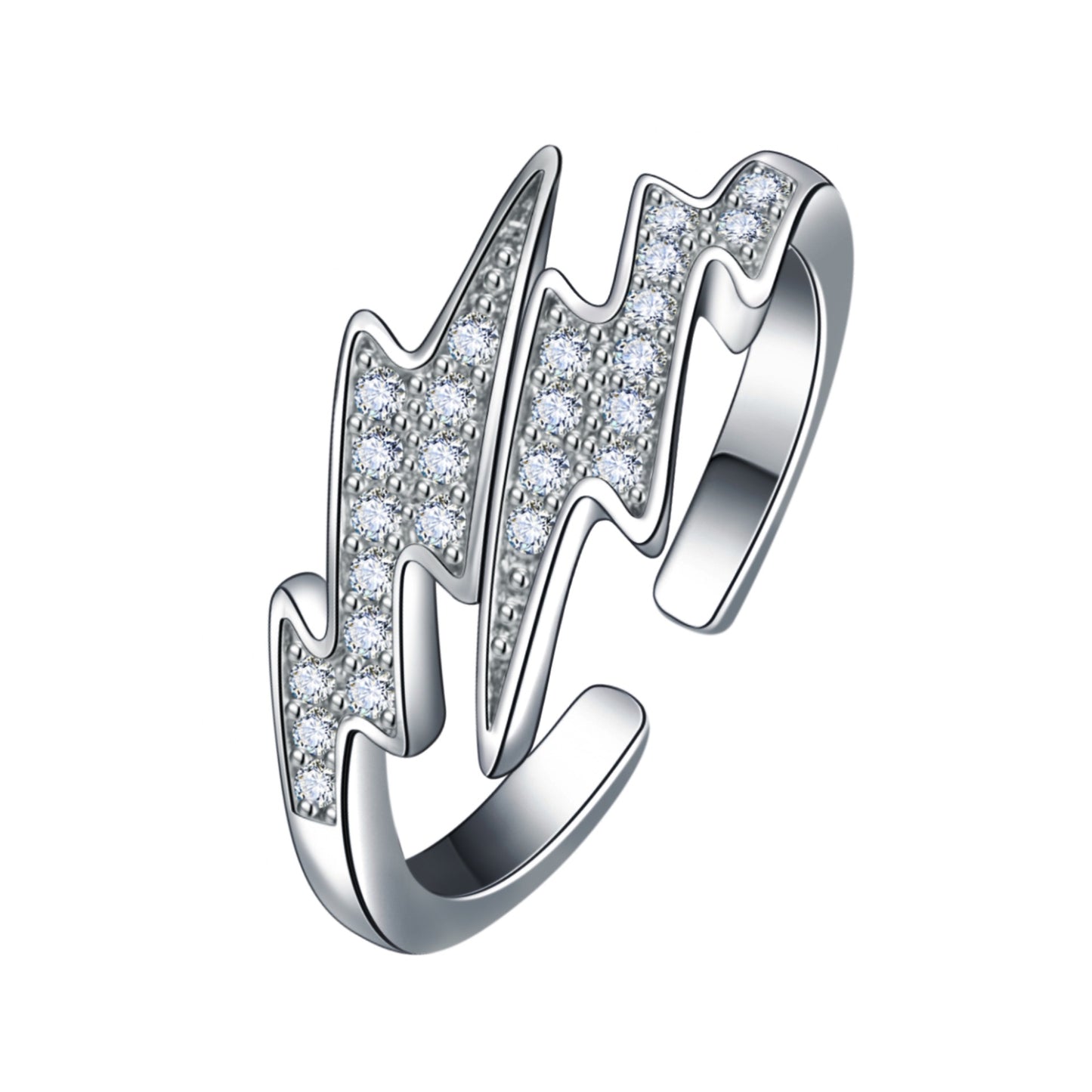 Korean Lightning Zircon Creative Irregular Geometric Rings