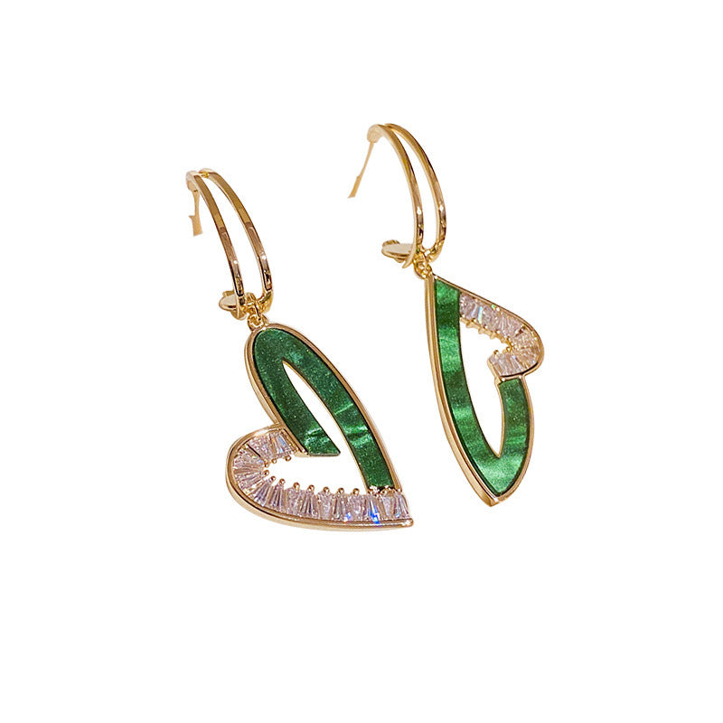 Needle Trendy Nischendesign Grüne unregelmäßige Ohrringe