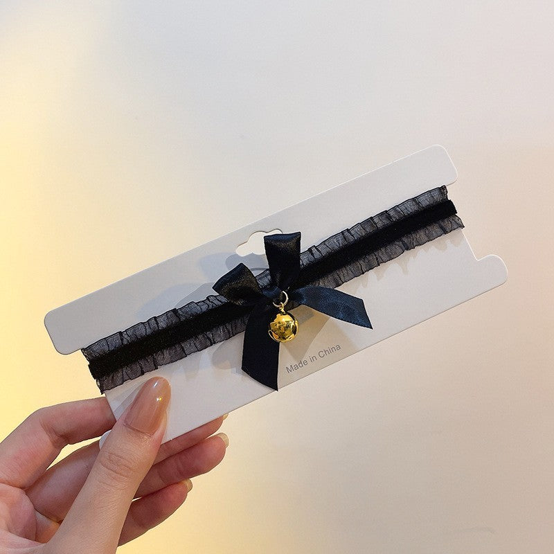 Accessoires de collier de cou pour femme, cloche à nœud en dentelle, colliers de bande