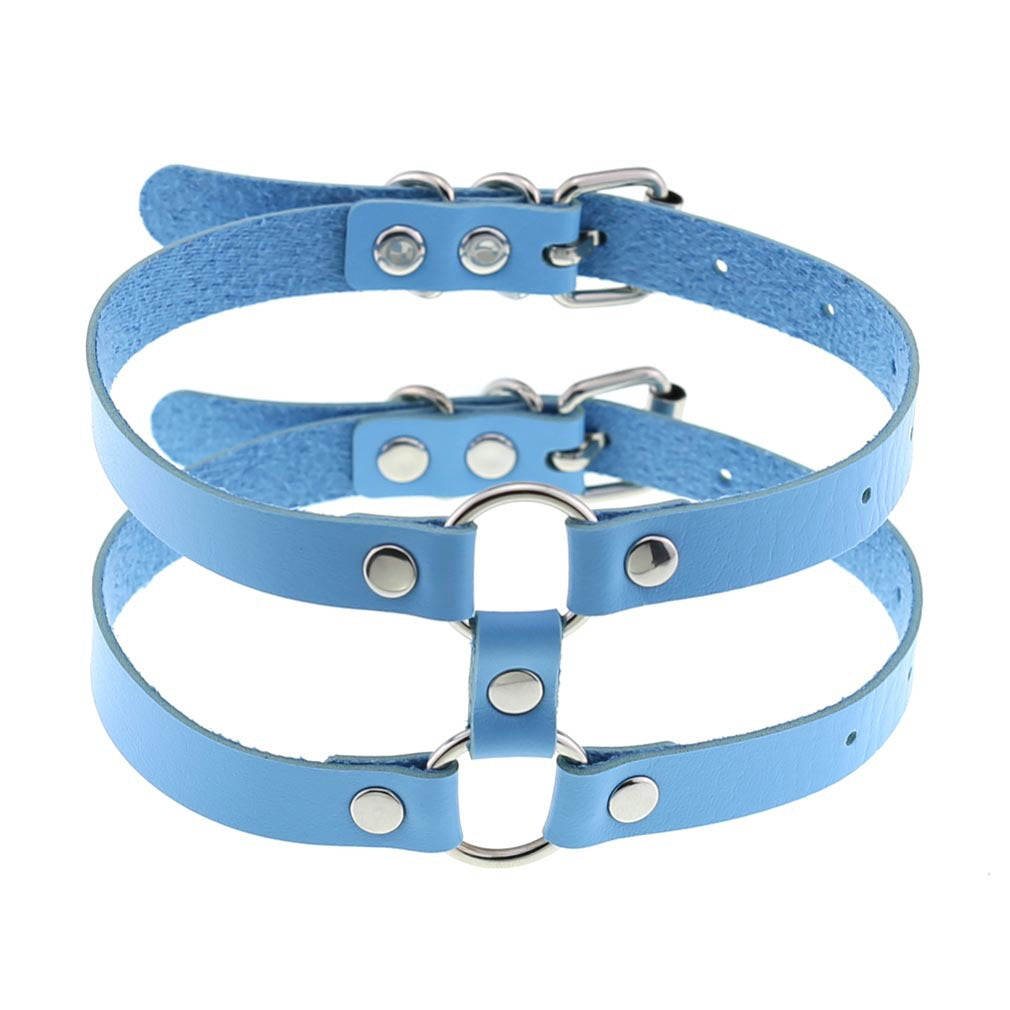 Colliers de personnalité simples en cuir de style gothique à double rangée